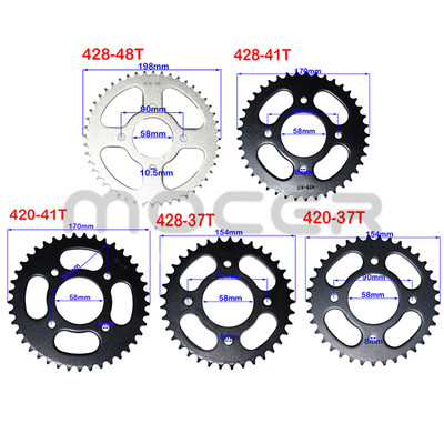 420/428 Lanțuri 37T/41T/48T dinți 58mm Pinion pentru lanț din spate pentru ATV Quad Pit Dirt Bike Buggy Go Kart Accesorii pentru motociclete