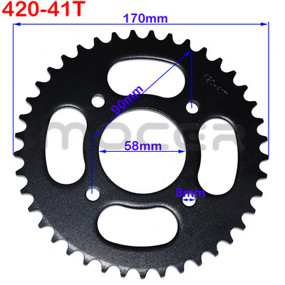 420/428 grandinės 37T/41T/48T dantytas 58mm galinė grandinės žvaigždutė, skirta ATV Quad Pit Dirt Bike Buggy Go Kart motociklų priedai