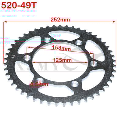 520 Reťaze 43T/45T/47T/49T Motocyklové reťazové ozubené kolesá Zadné a zadné ozubené koleso pre ATV, štvorkolky, motocykel, moped
