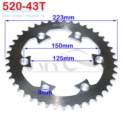520 Reťaze 43T/45T/47T/49T Motocyklové reťazové ozubené kolesá Zadné a zadné ozubené koleso pre ATV, štvorkolky, motocykel, moped