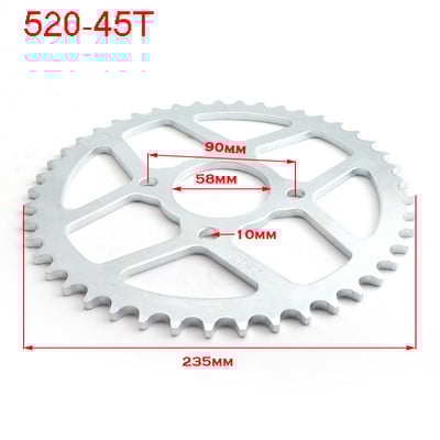520 Reťaze 43T/45T/47T/49T Motocyklové reťazové ozubené kolesá Zadné a zadné ozubené koleso pre ATV, štvorkolky, motocykel, moped