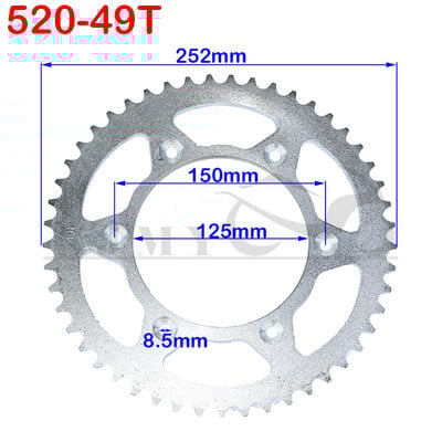 520 Reťaze 43T/45T/47T/49T Motocyklové reťazové ozubené kolesá Zadné a zadné ozubené koleso pre ATV, štvorkolky, motocykel, moped