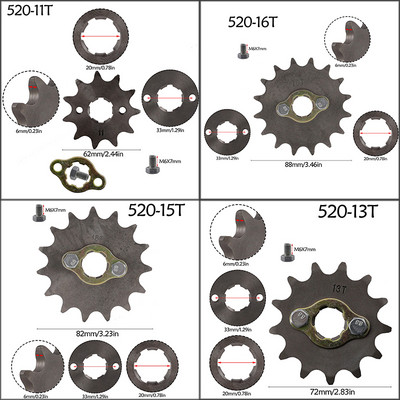 520 11T 13T 15T 16T 20 мм верига за зъби Предно зъбно колело Зъбно колело за 125cc-250cc мотоциклет Dirt Pit Bike ATV Go Kart