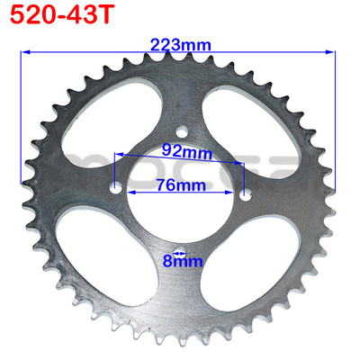 Reťaze pre motocykle 520 43T/45T/47T/49T, ozubené kolesá, zadné a zadné ozubené koleso, vhodné pre motokáry, štvorkolky, terénne motocykle.