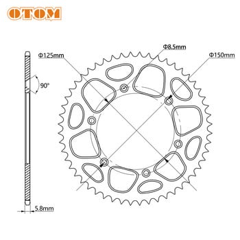 OTOM Motocross 52T Задно зъбно колело 7075 Алуминиева верижна планка Винтове Комплект гайки за KTM SXF XCW HUSQVARNA FC FE TE TC Части за мотоциклети