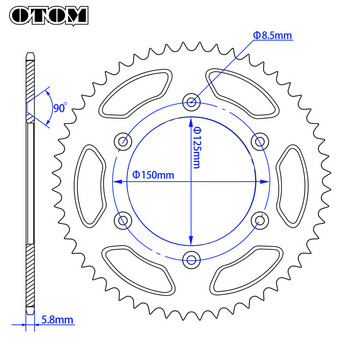 Πίσω γρανάζι OTOM Motorcycle 41/46/47/49/52T Steel Chain Plate για KTM EXC EXCF SX MX SXF XCW SMR 250 450 εξαρτήματα μοτοσυκλετών