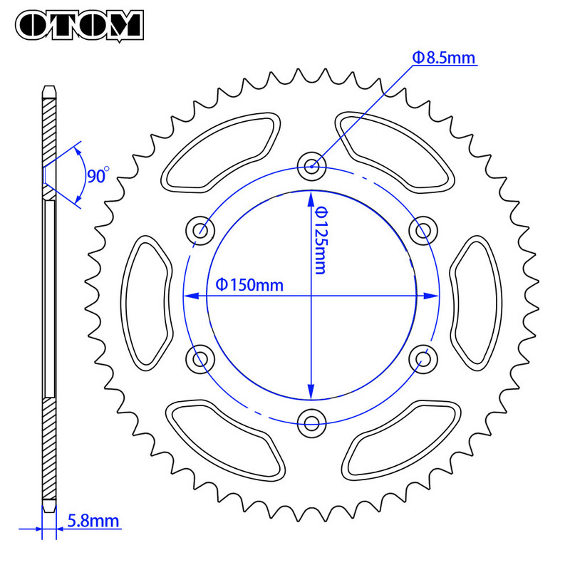 OTOM Motocykel 41/46/47/49/52T Oceľová reťazová doska Zadné ozubené koleso pre KTM EXC EXCF SX MX SXF XCW SMR 250 450 Príslušenstvo pre motocykle