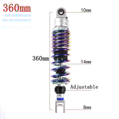 270 mm - 360 mm Viacero veľkostí zadného nastaviteľného tlmiča nárazov pre motocykle Honda, Yamaha, Kawasaki, Suzuki, zadné odpruženie