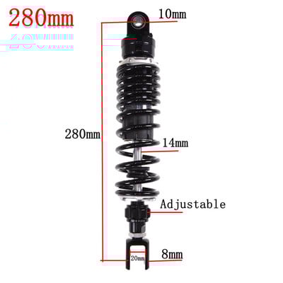 270 mm - 360 mm Viacero veľkostí zadného nastaviteľného tlmiča nárazov pre motocykle Honda, Yamaha, Kawasaki, Suzuki, zadné odpruženie