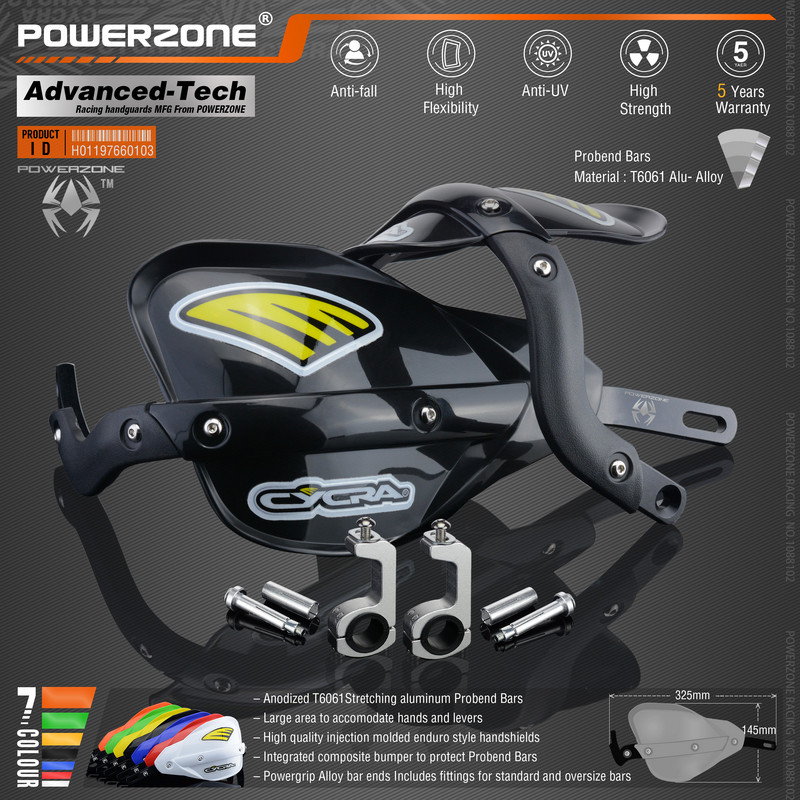 Chrániče rúk Powerzone Probend pre riadidlá motocykla Honda, KTM ADV, EXC, Enduro, Husqvarna TE, CRF, WRF, DRZ, KLX, Dirt Bike, ATV