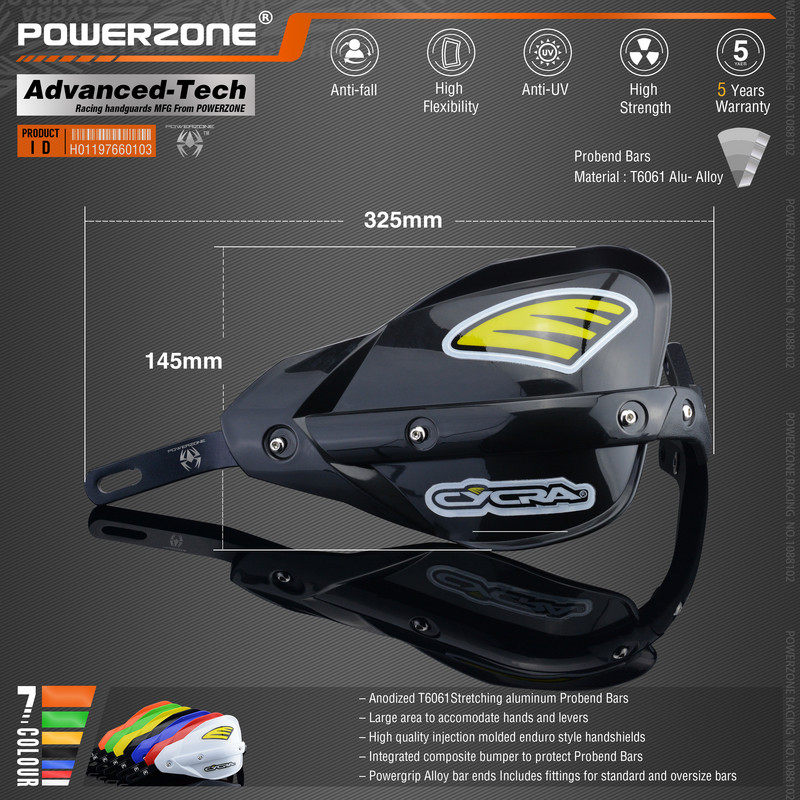 Chrániče rúk Powerzone Probend pre riadidlá motocykla Honda, KTM ADV, EXC, Enduro, Husqvarna TE, CRF, WRF, DRZ, KLX, Dirt Bike, ATV