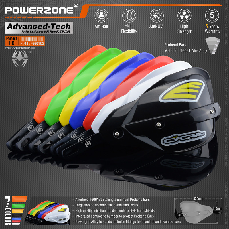 Chrániče rúk Powerzone Probend pre riadidlá motocykla Honda, KTM ADV, EXC, Enduro, Husqvarna TE, CRF, WRF, DRZ, KLX, Dirt Bike, ATV