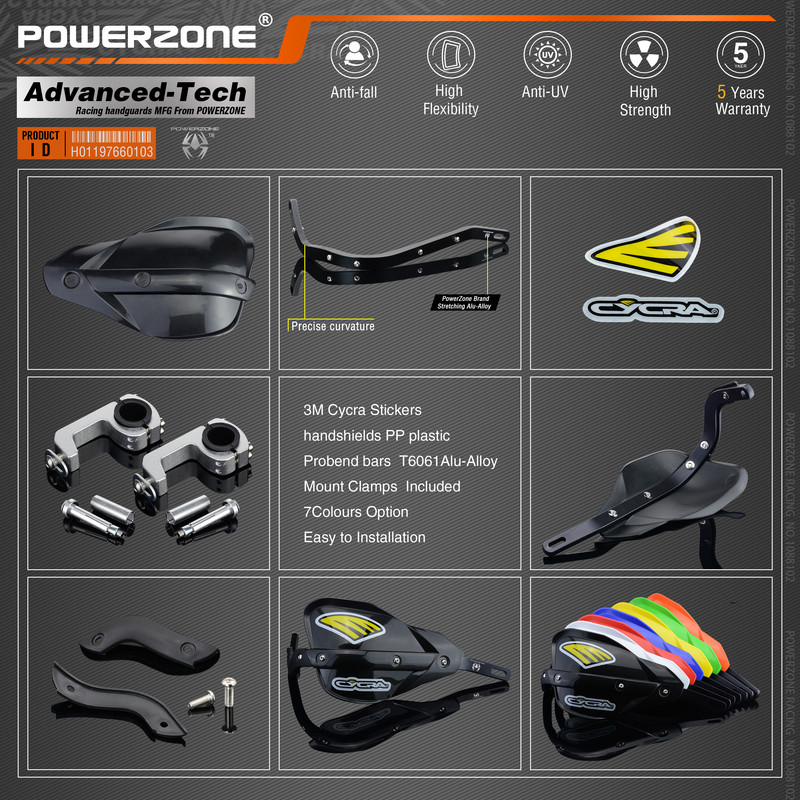 Chrániče rúk Powerzone Probend pre riadidlá motocykla Honda, KTM ADV, EXC, Enduro, Husqvarna TE, CRF, WRF, DRZ, KLX, Dirt Bike, ATV