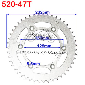 520 Αλυσίδες 43T/45T/47T/49T Γρανάζια Πίσω Γρανάζια Γρανάζια Ταιριάζει για Karting ATV εξαρτήματα μοτοσικλέτας εκτός δρόμου