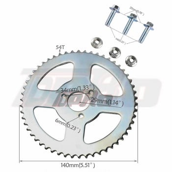 T8F 54T Верижно зъбно колело 26/29/35 mm Задни задни зъбни колела Cog за 2 тактови 47cc 49cc 110cc 125cc 140cc Pocket Dirt Bike Chopper