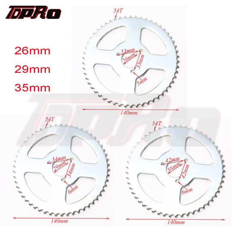 Ozubené koleso T8F 54T 26/29/35 mm, zadné a zadné ozubené kolesá pre 2-taktné motorky 47cc 49cc 110cc 125cc 140cc Pocket Dirt Pit Bike Chopper