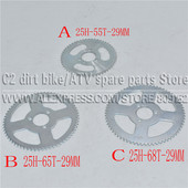 55T 65T 68T 25H 29mm zadné ozubené koleso Mini Moto ATV Quad Dirt Pit Pocket Bike Cross 47cc 49cc diely