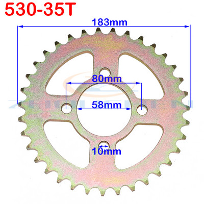 530-as lánc 31T/32T/35T/37T/40T/45T lánckerék hátsó hátsó lánckerék váltó 530-as lánchoz 110-150cc kart ATV négykerekű terepjáró