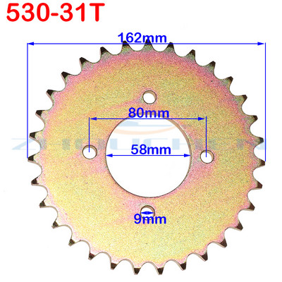 530-as lánc 31T/32T/35T/37T/40T/45T lánckerék hátsó hátsó lánckerék váltó 530-as lánchoz 110-150cc kart ATV négykerekű terepjáró