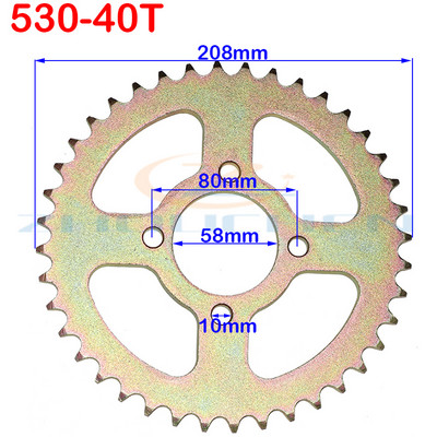 530-as lánc 31T/32T/35T/37T/40T/45T lánckerék hátsó hátsó lánckerék váltó 530-as lánchoz 110-150cc kart ATV négykerekű terepjáró