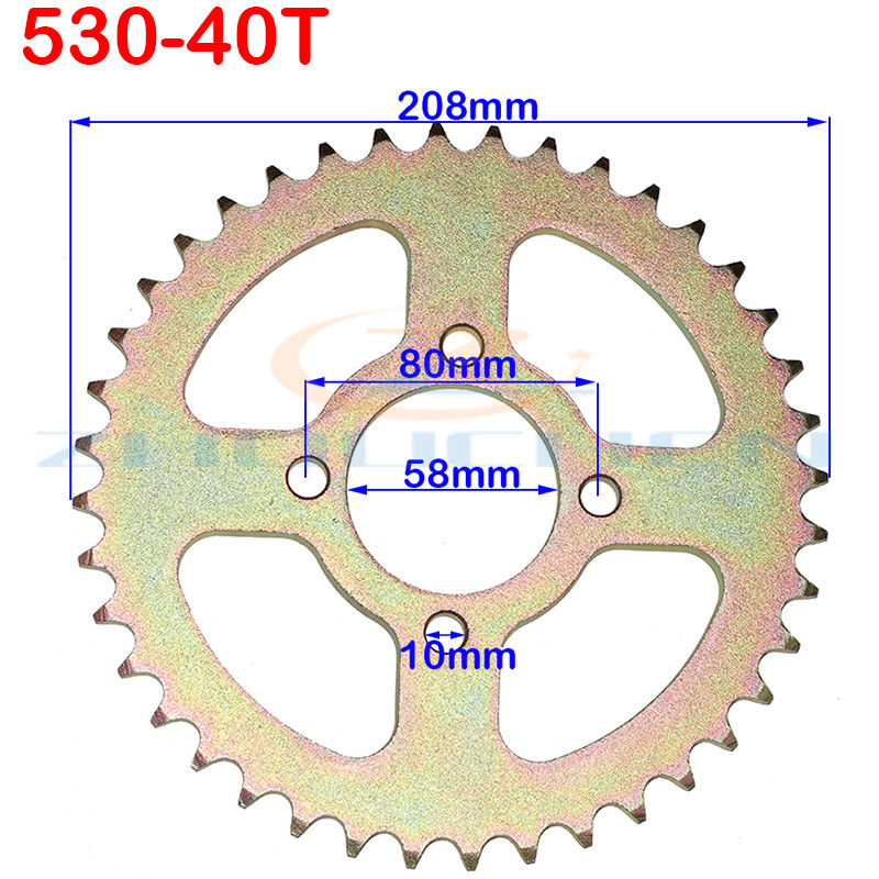530-as lánc 31T/32T/35T/37T/40T/45T lánckerék hátsó hátsó lánckerék váltó 530-as lánchoz 110-150cc kart ATV négykerekű terepjáró