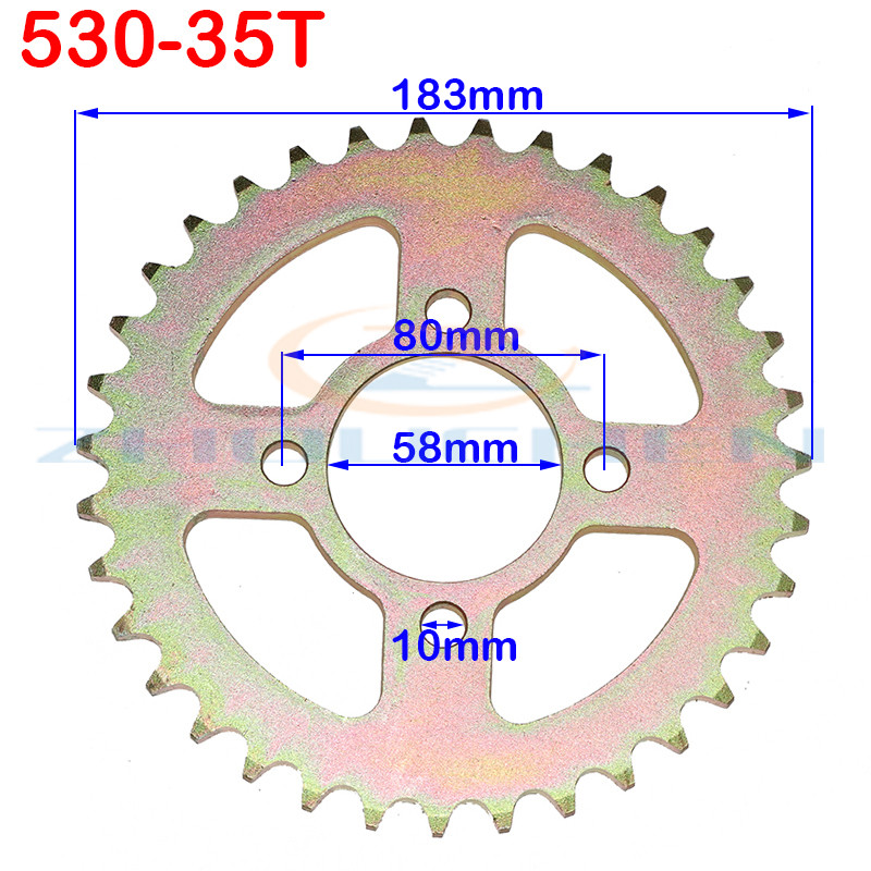 530-as lánc 31T/32T/35T/37T/40T/45T lánckerék hátsó hátsó lánckerék váltó 530-as lánchoz 110-150cc kart ATV négykerekű terepjáró