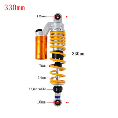 1 vnt 320mm 340mm 360mm motociklo galiniai oro amortizatoriai, skirti Honda Suzuki Yamaha Kawasaki BW 125 Dirt Bike Gokart Quad ATV