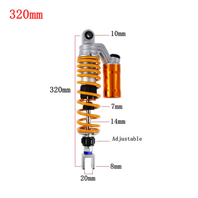 1 vnt 320mm 340mm 360mm motociklo galiniai oro amortizatoriai, skirti Honda Suzuki Yamaha Kawasaki BW 125 Dirt Bike Gokart Quad ATV