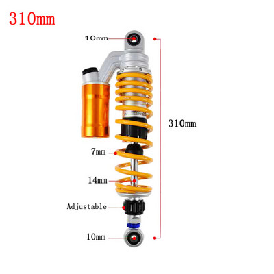 1 vnt 320mm 340mm 360mm motociklo galiniai oro amortizatoriai, skirti Honda Suzuki Yamaha Kawasaki BW 125 Dirt Bike Gokart Quad ATV