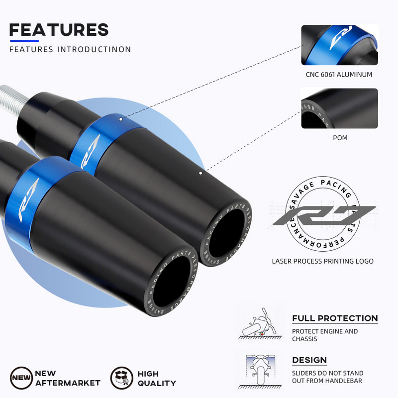 R7 YZF motorkerékpár váz csúszkák ütközésvédő YAMAHA YZF R7 2021 2022 motoros leesés elleni védelem tartozékai ütközésvédő