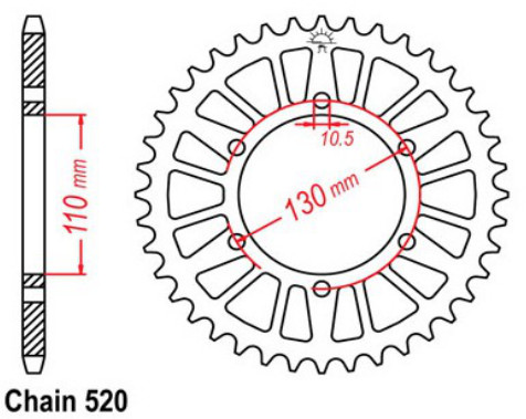520 láncos motorkerékpár hátsó lánckerék Yamaha MT-03 16-20 YZF-R3 15-21 YZF R7 99-01 YZF-R6 03-20 YZF R1 04-14 FZ6 Fazer 04-09