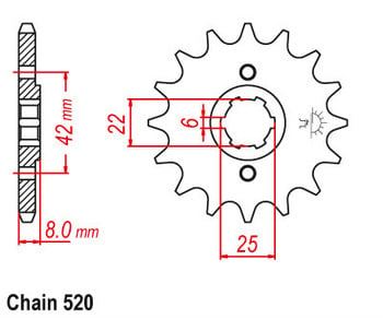 520-15T μπροστινό γρανάζι για Honda MVX250 MVX 250 1983 XL400 XL 400 XL400R XL500 XL500 XL500R PD02 1982-1987