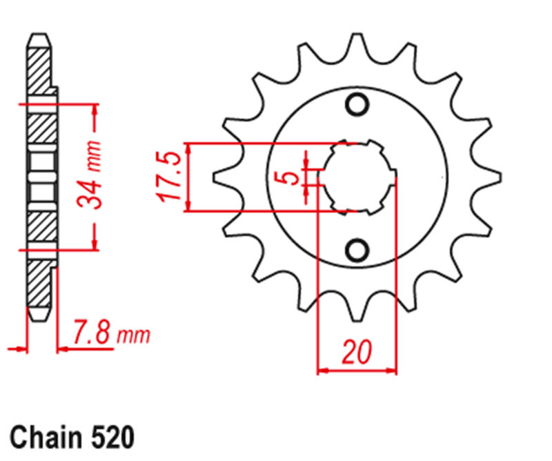 520 13T 14T motorkerékpár első lánckerék Honda NSR125 VT125 XL125 CRF150 CRF230 XR250 CBX250 XL250 CRM125 Kymco 50 MXer MXU-hoz