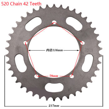 520 42T 43T 45T 49T зъбно задно верижно зъбно колело за китайски ATV Quad Pit Dirt Bike Мотоциклет Мотор Мотопед 520 Вериги Зъбни колела Cog