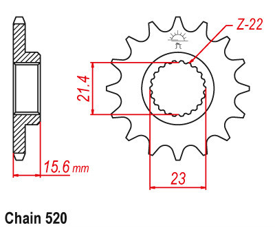 Pinion față pentru motocicletă 520 15T pentru Yamaha SRX400 TT600 XT600 SZR660 XTZ660 MuZ 600 Sport Scorpion Baghira Trouper Mastiff