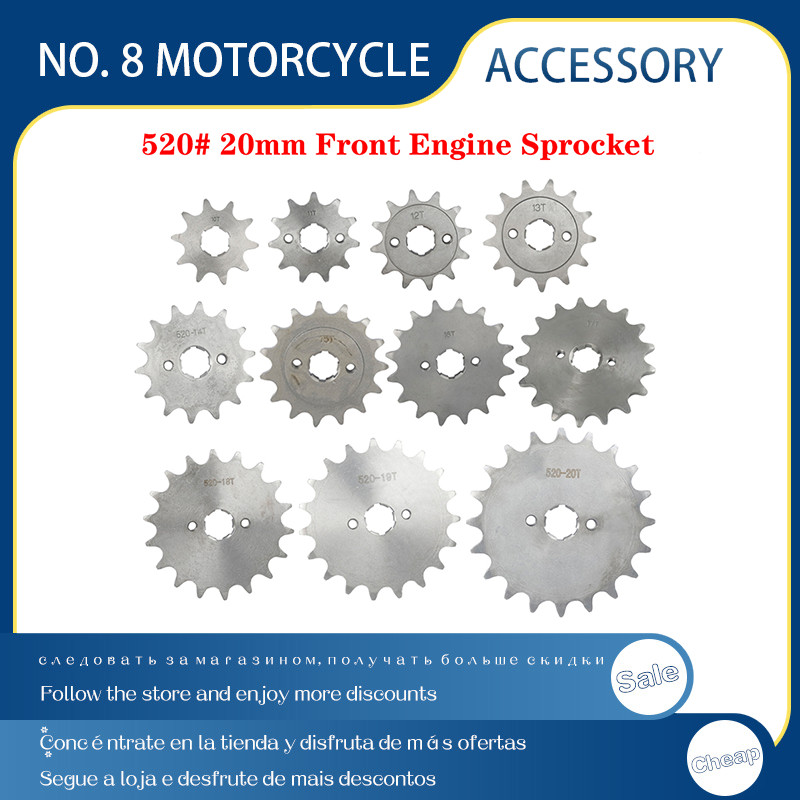 Pinioni pentru lanțul motorului față 520# 10T 11T 12T 13T 14T 15T 16T 17T 18T 19T 20T 21T 22T 23T Dinți 20mm Cu dispozitiv de blocare a plăcii de reținere