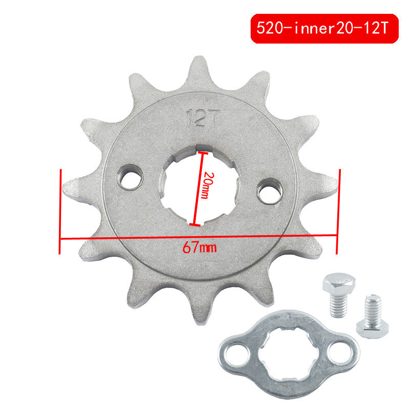 Pinioni pentru lanțul motorului față 520# 10T 11T 12T 13T 14T 15T 16T 17T 18T 19T 20T 21T 22T 23T Dinți 20mm Cu dispozitiv de blocare a plăcii de reținere