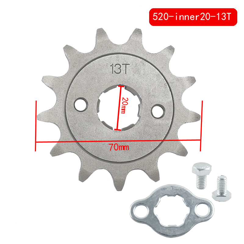 Pinioni pentru lanțul motorului față 520# 10T 11T 12T 13T 14T 15T 16T 17T 18T 19T 20T 21T 22T 23T Dinți 20mm Cu dispozitiv de blocare a plăcii de reținere