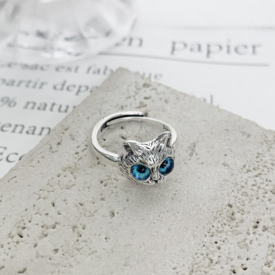 Vintage aranyos fekete macska fehér macska szerelmes pár gyűrűk egyszerű állati tervezésű ékszerek nőknek, állítható nyitott gyűrű Valentin-napi ajándék