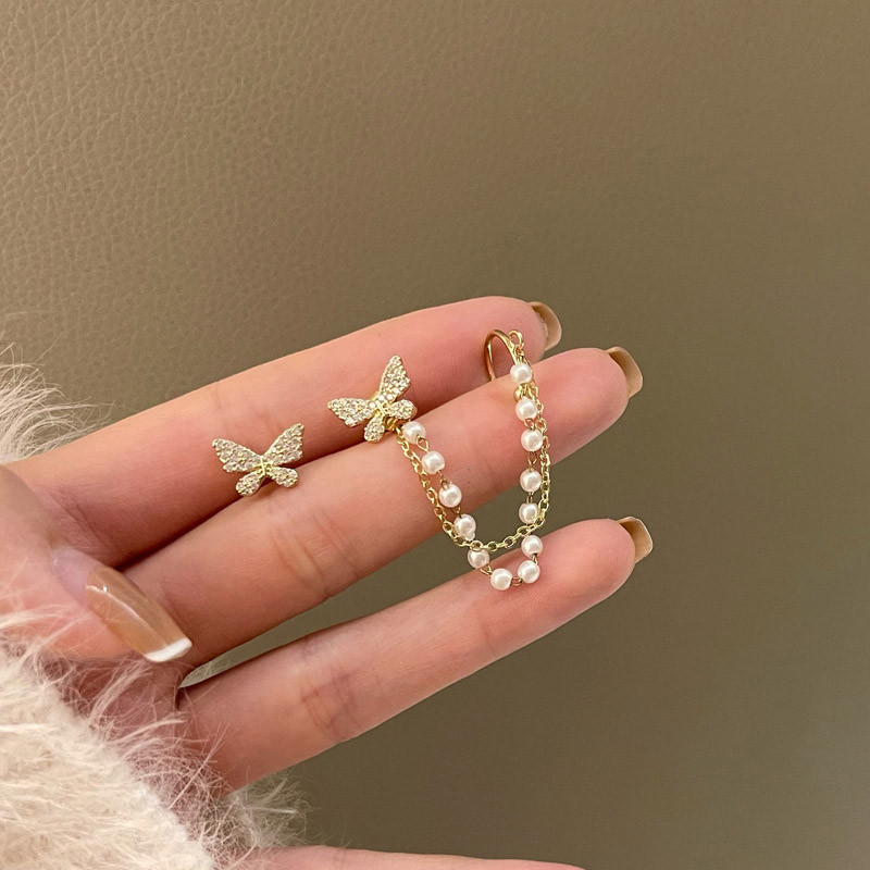 Cercei cu ciucuri de perle Cercei cu fluture noi coreeni pentru femei Cercei romantici suspendați Accesorii pentru urechi de petrecere cu personalitate