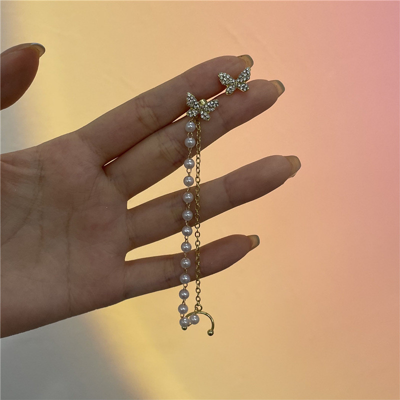 Cercei cu ciucuri de perle Cercei cu fluture noi coreeni pentru femei Cercei romantici suspendați Accesorii pentru urechi de petrecere cu personalitate