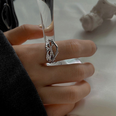 Opalni nepravilni prsten od prirodnog kamena s bijelim opalom Estetski Egirl šuplji prstenovi za žene Y2K trendovski prsten Kreativan nakit za prste