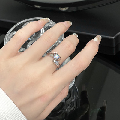 Opalni nepravilni prsten od prirodnog kamena s bijelim opalom Estetski Egirl šuplji prstenovi za žene Y2K trendovski prsten Kreativan nakit za prste