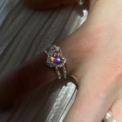 Opalni nepravilni prsten od prirodnog kamena s bijelim opalom Estetski Egirl šuplji prstenovi za žene Y2K trendovski prsten Kreativan nakit za prste