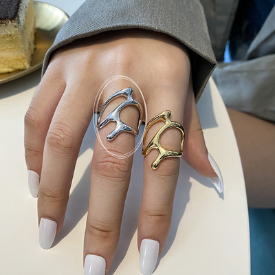 Opalni nepravilni prsten od prirodnog kamena s bijelim opalom Estetski Egirl šuplji prstenovi za žene Y2K trendovski prsten Kreativan nakit za prste