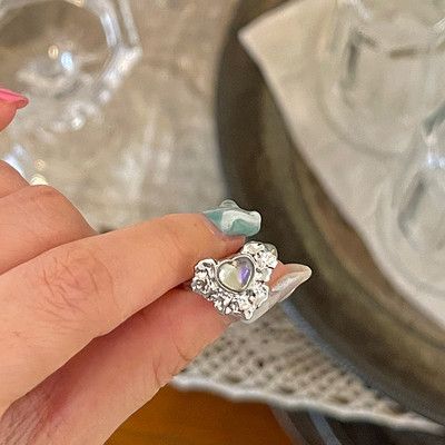 Opalni nepravilni prsten od prirodnog kamena s bijelim opalom Estetski Egirl šuplji prstenovi za žene Y2K trendovski prsten Kreativan nakit za prste