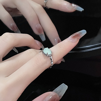 Opalni nepravilni prsten od prirodnog kamena s bijelim opalom Estetski Egirl šuplji prstenovi za žene Y2K trendovski prsten Kreativan nakit za prste