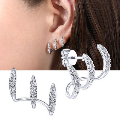 Cercei tip gheare de culoare argintiu Huitan cu cristal AAA CZ Piatră Design modern Accesorii versatile de modă Bijuterii pentru femei 2022