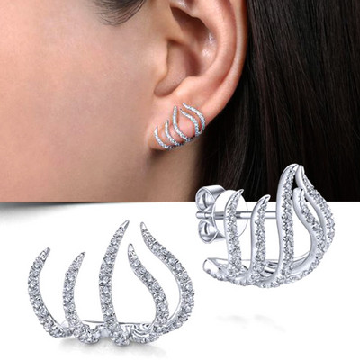 Cercei tip gheare de culoare argintiu Huitan cu cristal AAA CZ Piatră Design modern Accesorii versatile de modă Bijuterii pentru femei 2022