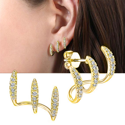 Cercei tip gheare de culoare argintiu Huitan cu cristal AAA CZ Piatră Design modern Accesorii versatile de modă Bijuterii pentru femei 2022